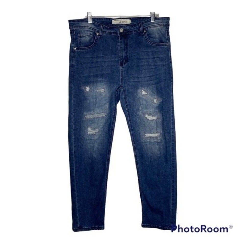 Refinery Republic Blue Denim Distressed Slim Leg Jeans 36x30